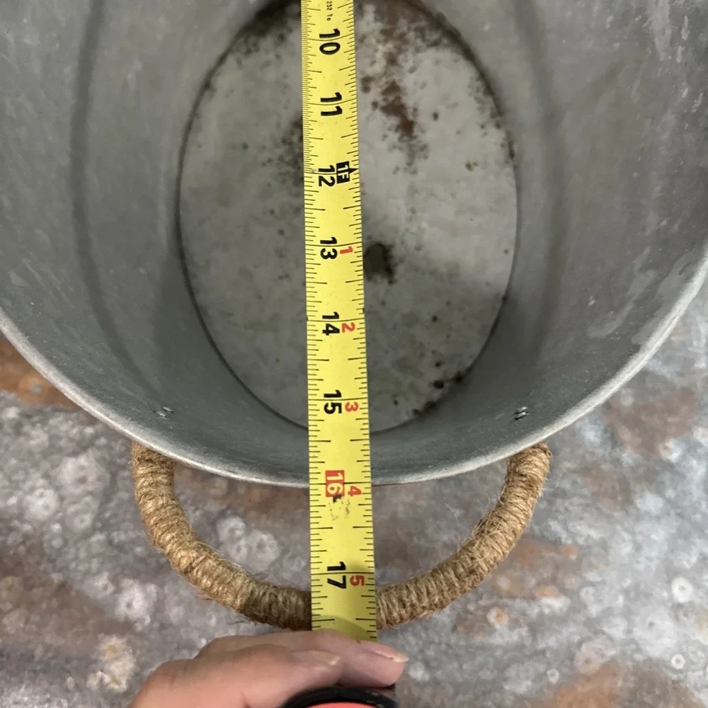 Seaside Galvanized Metal Beverage Tub Jute Rope Handles Farmhouse Ice Bucket